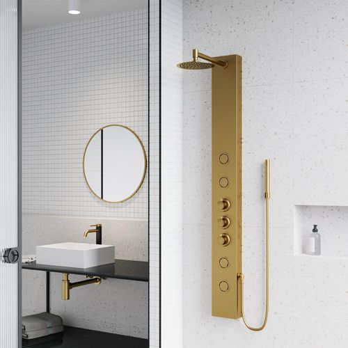 Main product image of Ellington 4-Jet Shower Panel System w/ Round Head and Hand Shower Wand, 1.8 GPM (Brushed Gold)