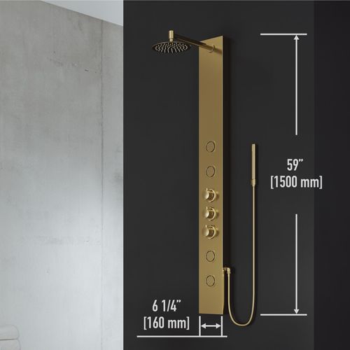 Main product image of Ellington 4-Jet Shower Panel System w/ Round Head and Hand Shower Wand, 1.8 GPM (Brushed Gold)