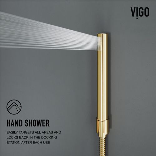 Main product image of Ellington 4-Jet Shower Panel System w/ Round Head and Hand Shower Wand, 1.8 GPM (Brushed Gold)