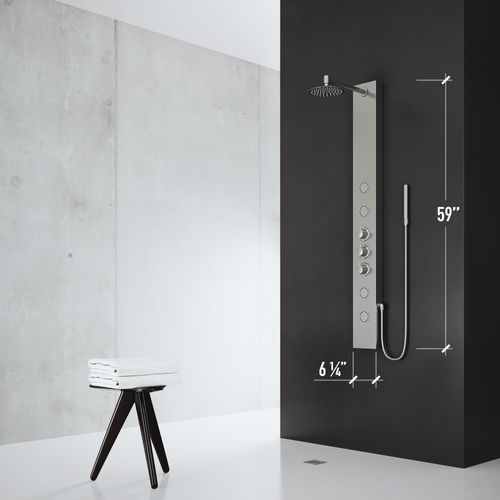 Main product image of Ellington 4-Jet Shower Panel System w/ Adj. Round Head & Shower Wand, 1.8 GPM (Stainless Steel)