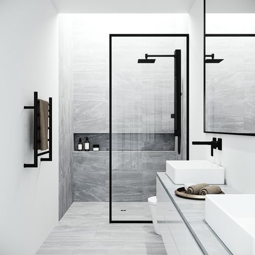 Main product image of Orchid 2-Jet Shower Panel System w/ Adj. Square Head & Hand Shower Wand, 1.8 GPM (Matte Black)