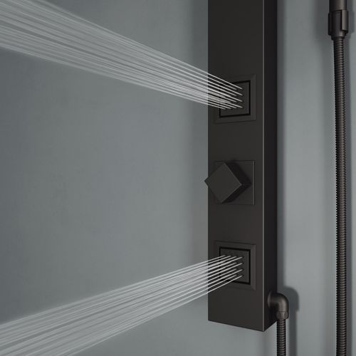 Main product image of Orchid 2-Jet Shower Panel System w/ Adj. Square Head & Hand Shower Wand, 1.8 GPM (Matte Black)