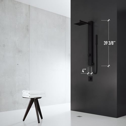 Main product image of Orchid 2-Jet Shower Panel System w/ Adj. Square Head & Hand Shower Wand, 1.8 GPM (Matte Black)