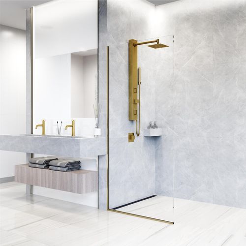 Main product image of Orchid 2-Jet Shower Panel System w/ Square Head and Hand Shower Wand, 1.8 GPM (Brushed Gold)