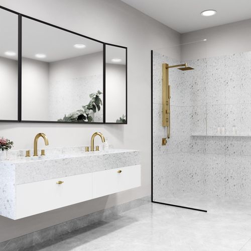 Main product image of Orchid 2-Jet Shower Panel System w/ Square Head and Hand Shower Wand, 1.8 GPM (Brushed Gold)