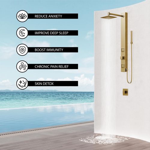 Main product image of Orchid 2-Jet Shower Panel System w/ Square Head and Hand Shower Wand, 1.8 GPM (Brushed Gold)