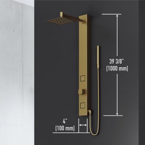 Main product image of Orchid 2-Jet Shower Panel System w/ Square Head and Hand Shower Wand, 1.8 GPM (Brushed Gold)