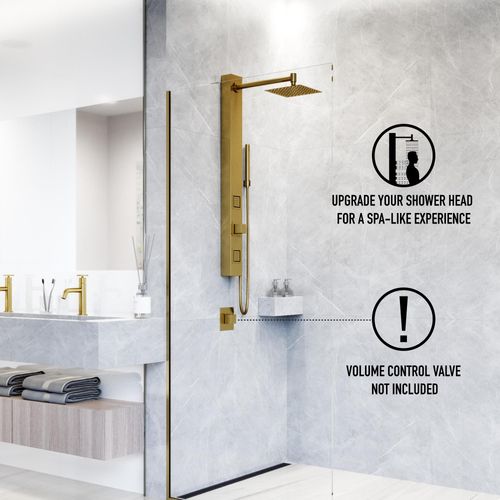 Main product image of Orchid 2-Jet Shower Panel System w/ Square Head and Hand Shower Wand, 1.8 GPM (Brushed Gold)