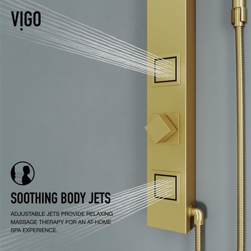 Main product image of Orchid 2-Jet Shower Panel System w/ Square Head and Hand Shower Wand, 1.8 GPM (Brushed Gold)