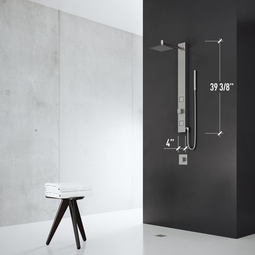 Main product image of Orchid 2-Jet Shower Panel System w/ Adj. Square Head & Shower Wand, 1.8 GPM (Stainless Steel)