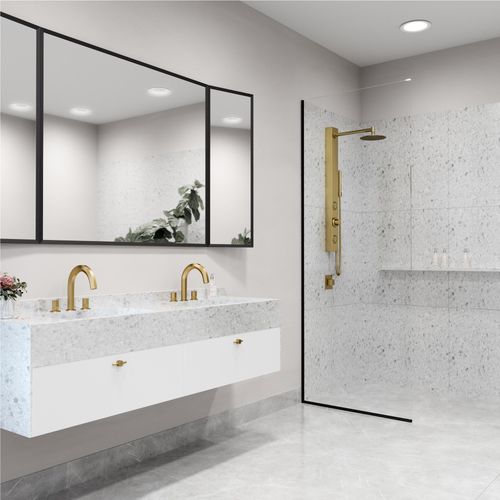 Main product image of Gardenia 2-Jet Shower Panel System/ Round Head and Hand Shower Wand, 1.8 GPM (Brushed Gold)