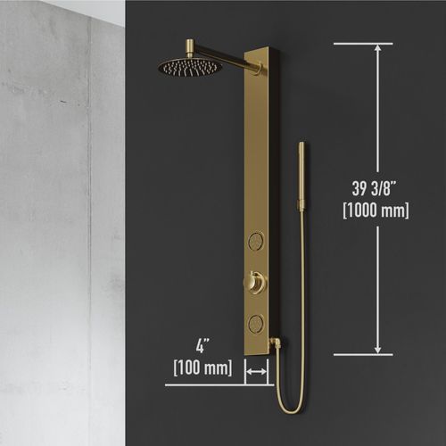 Main product image of Gardenia 2-Jet Shower Panel System/ Round Head and Hand Shower Wand, 1.8 GPM (Brushed Gold)