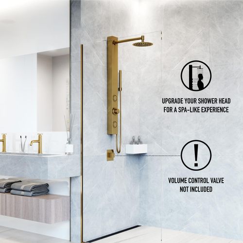 Main product image of Gardenia 2-Jet Shower Panel System/ Round Head and Hand Shower Wand, 1.8 GPM (Brushed Gold)