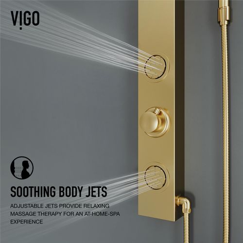 Main product image of Gardenia 2-Jet Shower Panel System/ Round Head and Hand Shower Wand, 1.8 GPM (Brushed Gold)