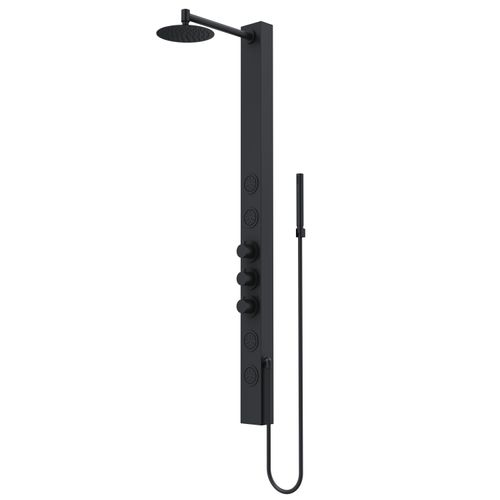 Main product image of Sutton 4-Jet Shower Panel System w/ Adj. Round Head & Shower Wand, 1.8 GPM (Matte Black)