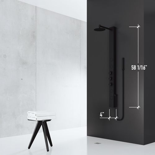 Main product image of Sutton 4-Jet Shower Panel System w/ Adj. Round Head & Shower Wand, 1.8 GPM (Matte Black)
