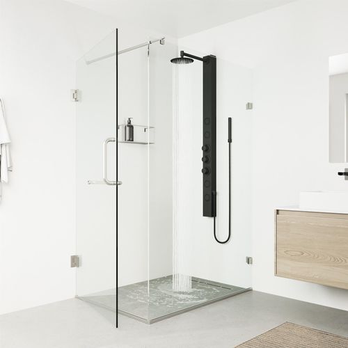 Main product image of Sutton 4-Jet Shower Panel System w/ Adj. Round Head & Shower Wand, 1.8 GPM (Matte Black)