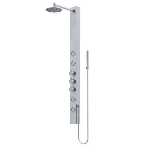 Main product image of Sutton 4-Jet Shower Panel System w/ Adj. Round Head & Shower Wand, 1.8 GPM (Stainless Steel)