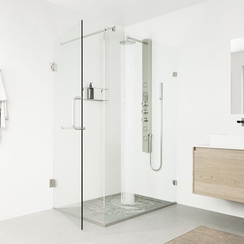 Main product image of Sutton 4-Jet Shower Panel System w/ Adj. Round Head & Shower Wand, 1.8 GPM (Stainless Steel)