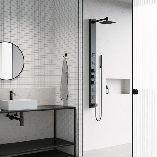 Main product image of Bowery 4-Jet Shower Panel System, Shower Head, Tub Filler & Hand Shower, 1.8 GPM (Matte Black)