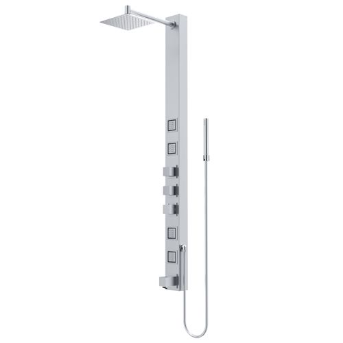 Main product image of Bowery 4-Jet Shower Panel System w/ Square Head, Tub Filler & Shower Wand, 1.8 GPM (SS)