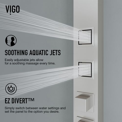 Main product image of Bowery 4-Jet Shower Panel System w/ Square Head, Tub Filler & Shower Wand, 1.8 GPM (SS)