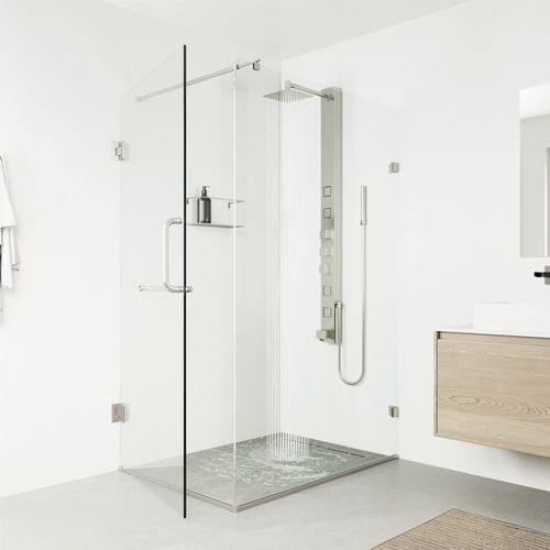 Main product image of Bowery 4-Jet Shower Panel System w/ Square Head, Tub Filler & Shower Wand, 1.8 GPM (SS)