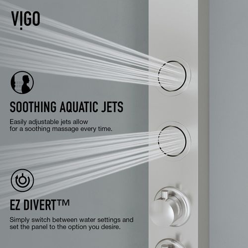 Main product image of Bowery 58" x 4"4-Jet Shower Panel System w/ Round Head, Tub Filler & Shower Wand, 1.8 GPM (SS)