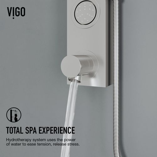 Main product image of Bowery 58" x 4"4-Jet Shower Panel System w/ Round Head, Tub Filler & Shower Wand, 1.8 GPM (SS)