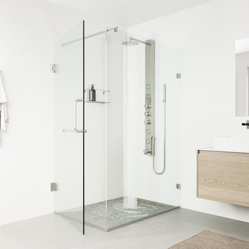 Main product image of Bowery 58" x 4"4-Jet Shower Panel System w/ Round Head, Tub Filler & Shower Wand, 1.8 GPM (SS)