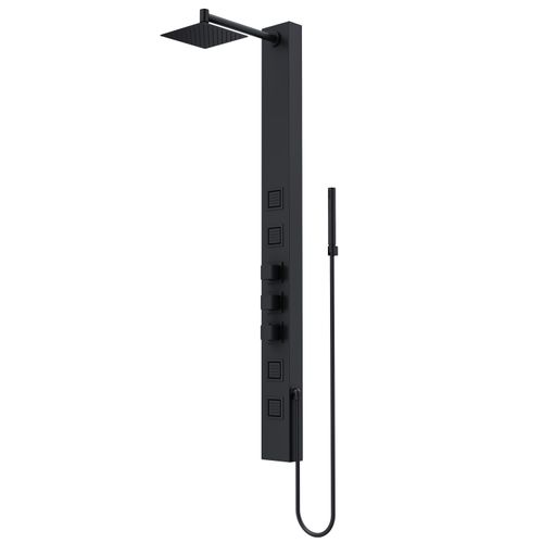 Main product image of Sutton 4-Jet Shower Panel System w/ Adj. Square Head & Shower Wand, 1.8 GPM (Matte Black)