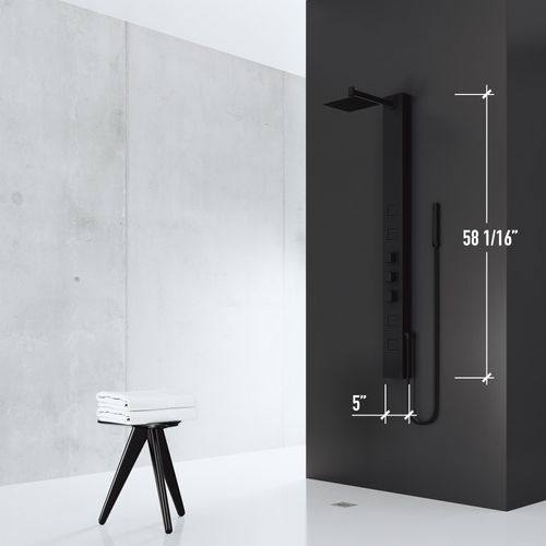 Main product image of Sutton 4-Jet Shower Panel System w/ Adj. Square Head & Shower Wand, 1.8 GPM (Matte Black)