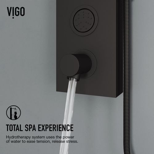 Main product image of Bowery 4-Jet Shower Panel System w/ Round Head, Tub Filler & Shower Wand, 1.8 GPM (Matte Black)