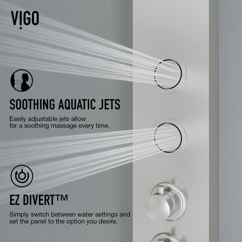 Main product image of Bowery 59" x 6" 4-Jet Shower Panel System w/ Round Head, Tub Filler & Shower Wand, 1.8 GPM (SS)