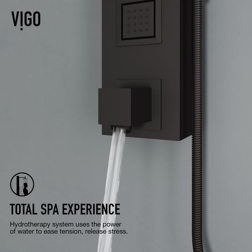 Main product image of Bowery 4-Jet Shower Panel System, Square Rainhead, Tub Filler & Wand, 1.8 GPM (Matte Black)