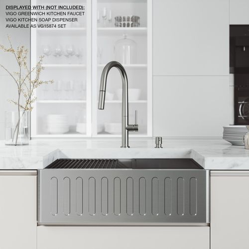 Main product image of Handmade Stainless Steel 30" x 21" x 10" Single BowlFarmhouse Sink Workstation w/ Accessories