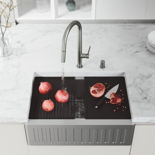 Main product image of Handmade Stainless Steel 30" x 21" x 10" Single BowlFarmhouse Sink Workstation w/ Accessories