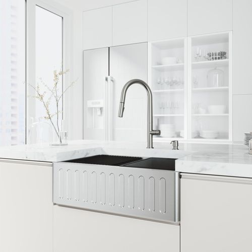 Main product image of Handmade Stainless Steel 30" x 21" x 10" Single BowlFarmhouse Sink Workstation w/ Accessories