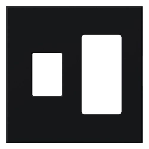 Main product image of Architectural 2 Gang Wall Plate for 1 Nova T Dimmer (Left), 1 Accessory (Right), Matte Finish, Black,