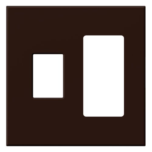Main product image of Architectural 2 Gang Wall Plate for 1 Nova T Dimmer (Left), 1 Accessory (Right), Matte Finish, Brown,