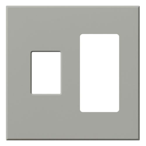 Main product image of Architectural 2 Gang Wall Plate for 1 Nova T Dimmer (Left), 1 Accessory (Right), Matte Finish, Gray,