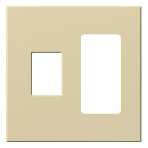 Main product image of Architectural 2 Gang Wall Plate for 1 Nova T Dimmer (Left), 1 Accessory (Right), Matte Finish, Ivory,