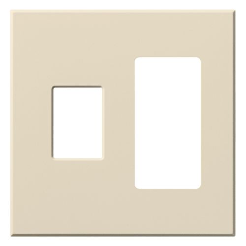 Main product image of Architectural 2 Gang Wall Plate for 1 Nova T Dimmer (Left), 1 Accessory (Right), Matte Finish, Light Almond,
