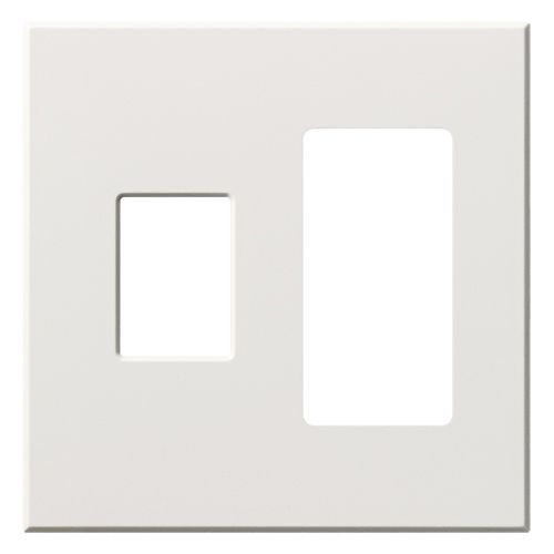 Main product image of Architectural 2 Gang Wall Plate for 1 Nova T Dimmer (Left), 1 Accessory (Right), Matte Finish, White,