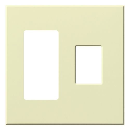Main product image of Architectural 2 Gang Wall Plate for 1 Accessory (Left), 1 Nova T Dimmer (Right), Matte Finish, Almond,