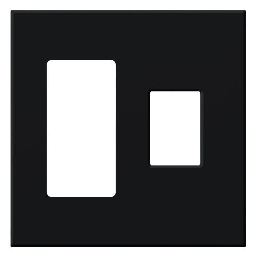 Main product image of Architectural 2 Gang Wall Plate for 1 Accessory (Left), 1 Nova T Dimmer (Right), Matte Finish, Black,