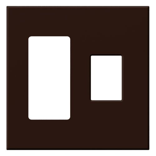 Main product image of Architectural 2 Gang Wall Plate for 1 Accessory (Left), 1 Nova T Dimmer (Right), Matte Finish, Brown,