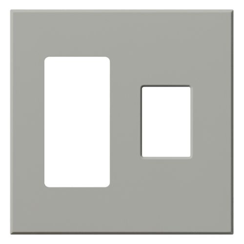 Main product image of Architectural 2 Gang Wall Plate for 1 Accessory (Left), 1 Nova T Dimmer (Right), Matte Finish, Gray,