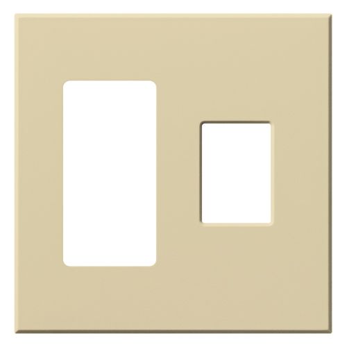 Main product image of Architectural 2 Gang Wall Plate for 1 Accessory (Left), 1 Nova T Dimmer (Right), Matte Finish, Ivory,