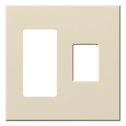 Main product image of Architectural 2 Gang Wall Plate for 1 Accessory (Left), 1 Nova T Dimmer (Right), Matte Finish, Light Almond,